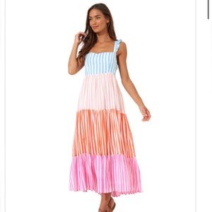 NWT Oliphant Ruffle Cross Back Midi, Nassau Pink